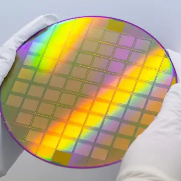 A glistening silicon wafer
