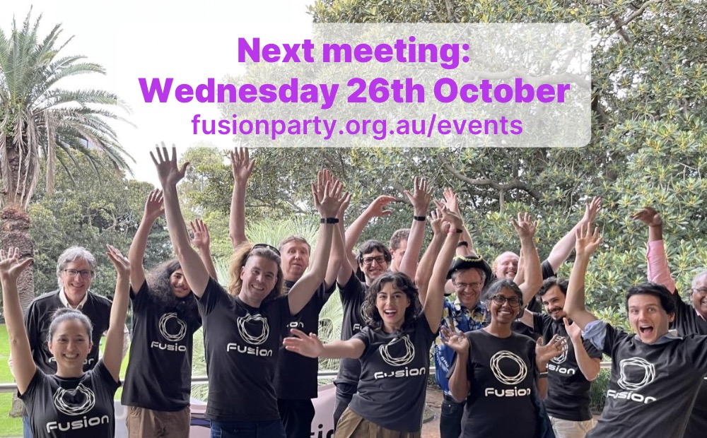 Next meeting: Wednesday 28th October (text over a photo of Fusion members)