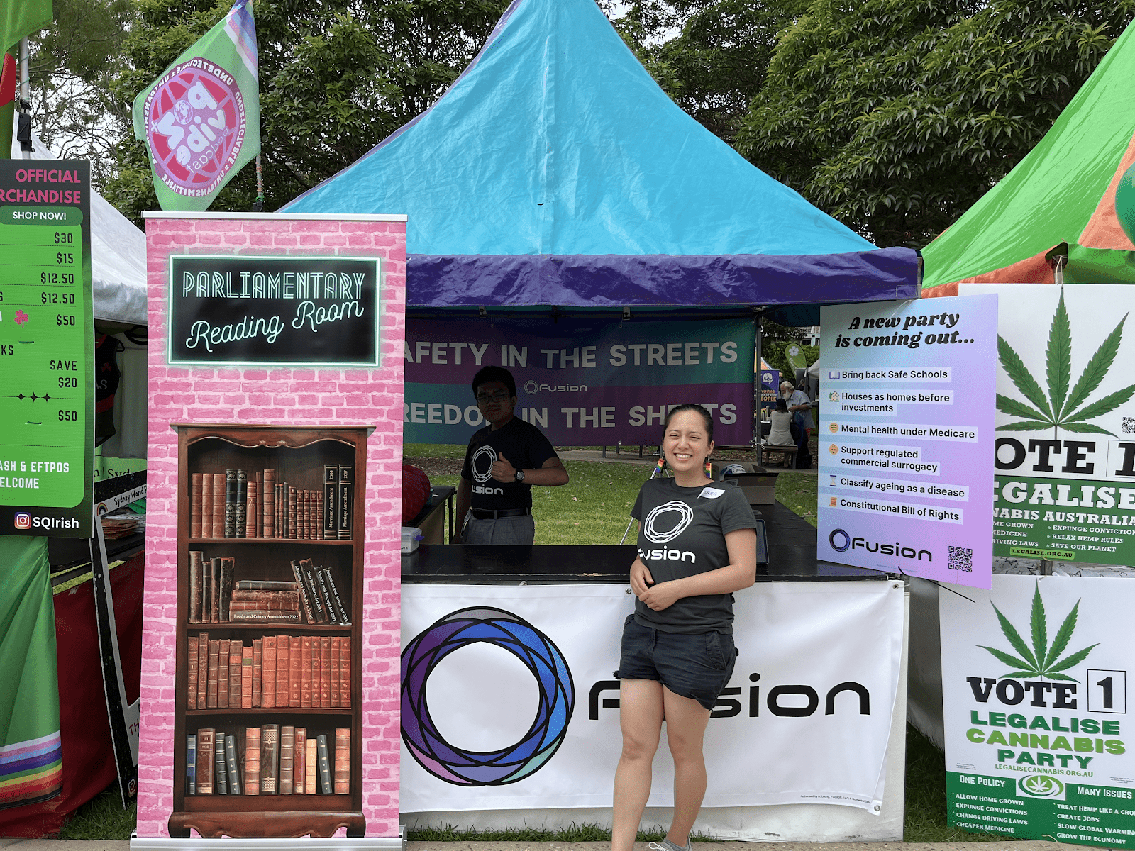 Fusion Party stall at Sydney Mardi Gras 2023